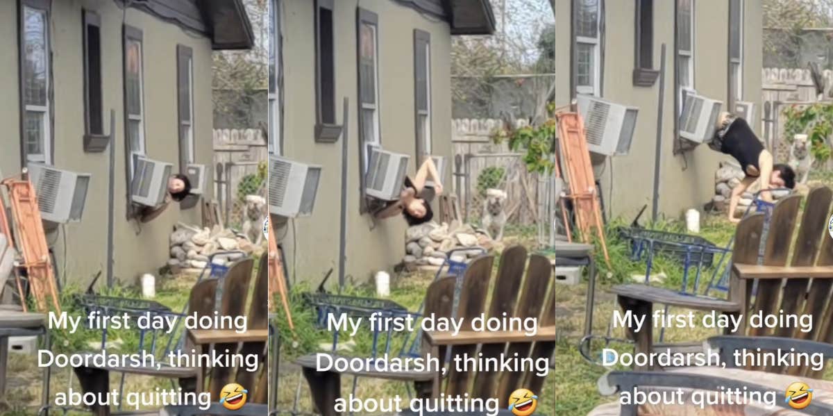 DoorDash Driver Says He's 'Thinking About Quitting' After Customer Climbs Through Window To Retrieve Her Order DoorDash driver, customer, window