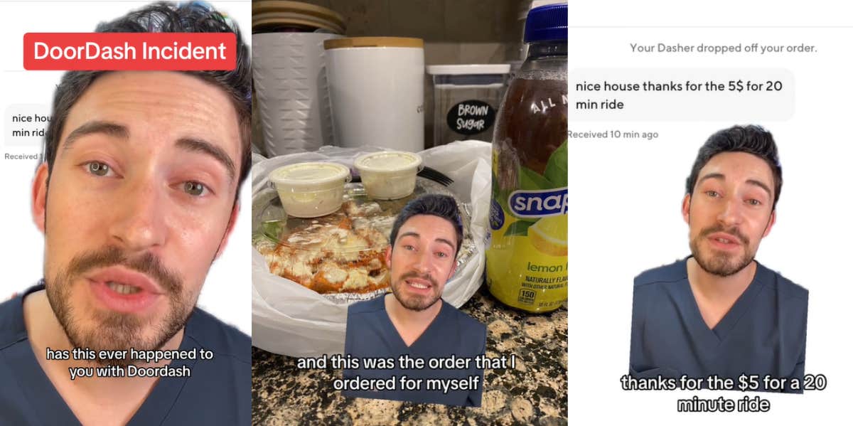 DoorDash Customer Gets Called Out By His Delivery Driver For 'Only' Tipping 30% Despite Having A 'Nice House' Screenshots from @millennialrx TikTok