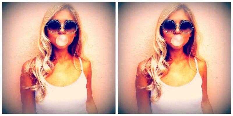 Blowing bubble gum Blowing bubble gum