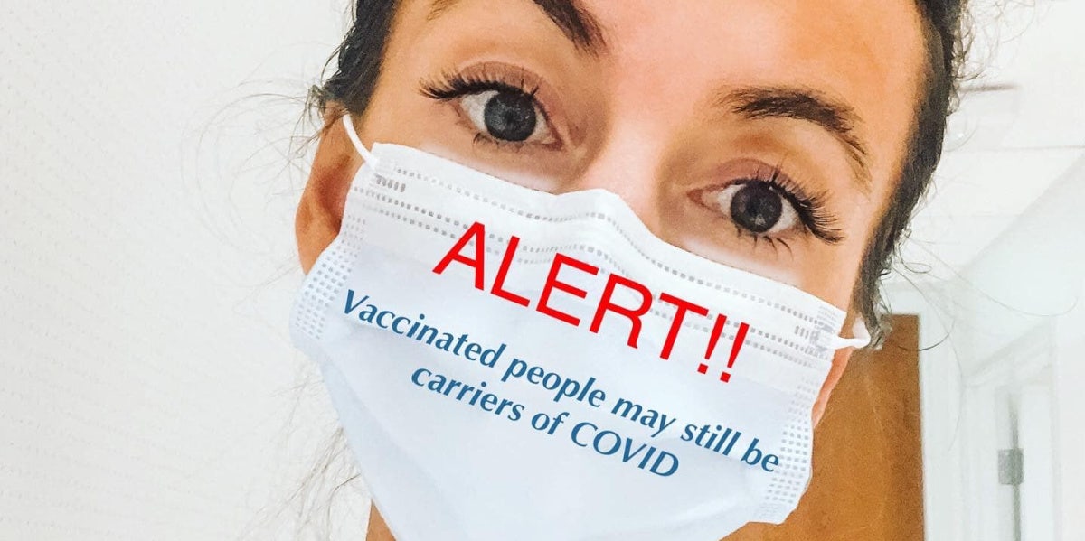dr teresa dean wears a mask that says vaccinated people can still carry covid dr teresa dean wears a mask that says vaccinated people can still carry covid
