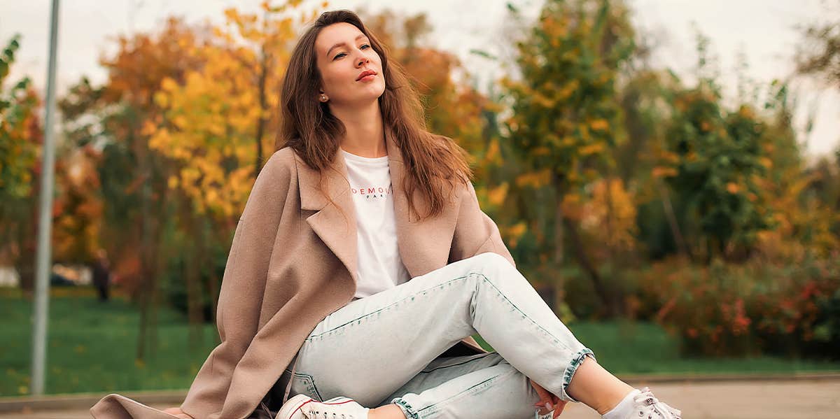 woman sitting outside