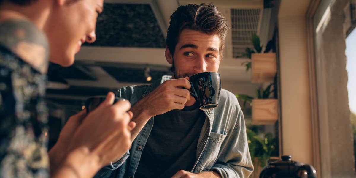 man drinking coffee