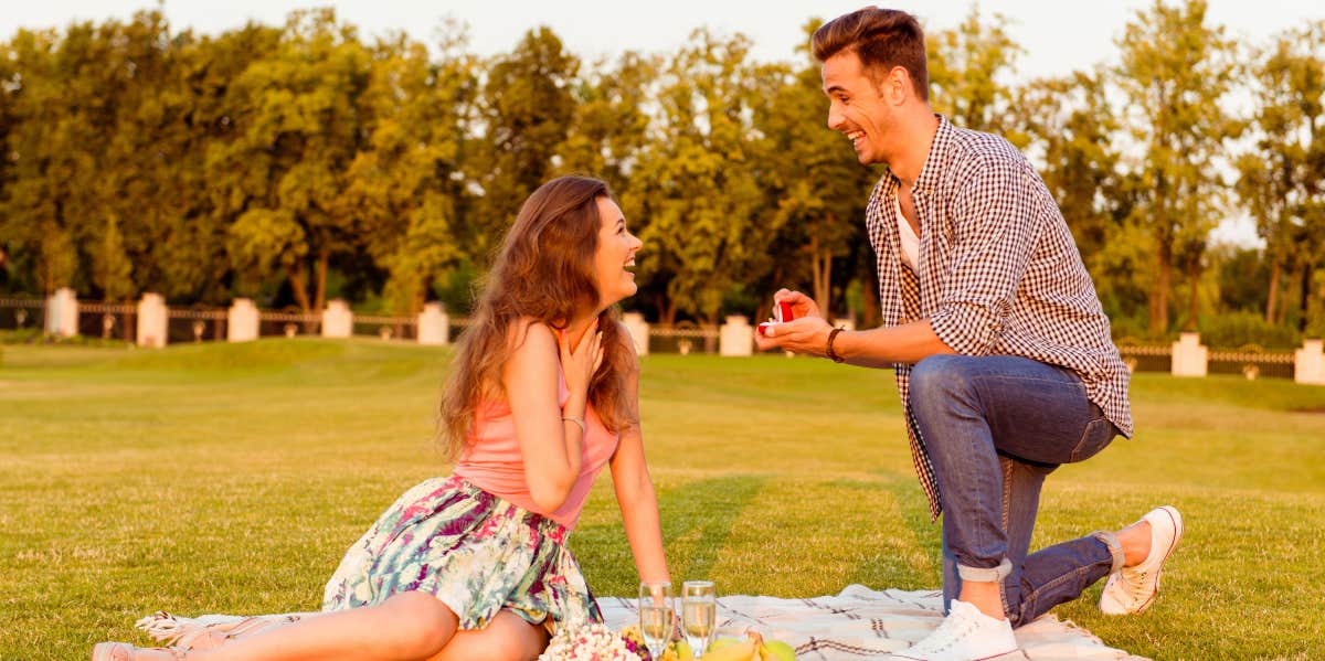 Man proposing to his girlfriend