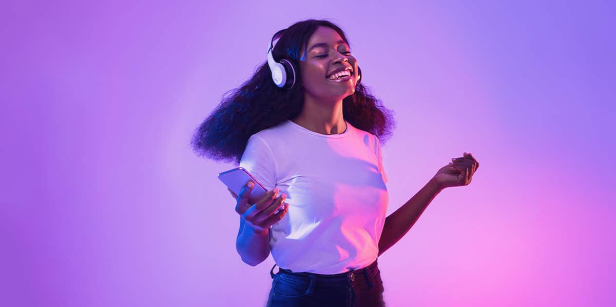 woman listening to music