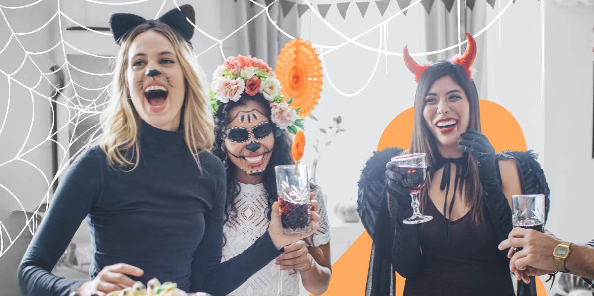 Women in Halloween costumes at a party