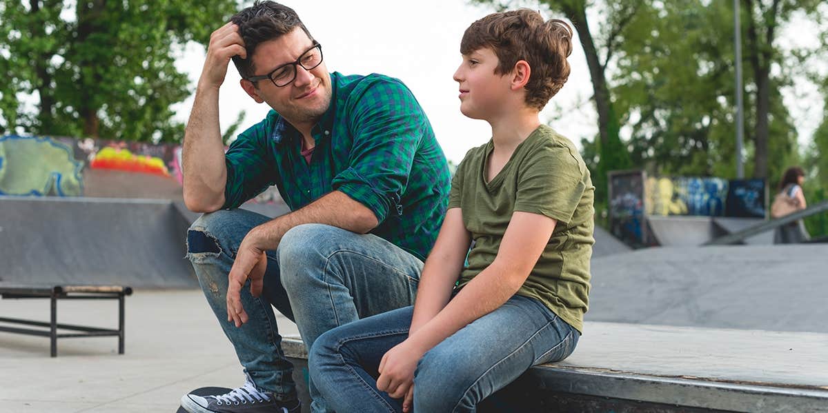 dad and son talking with each other