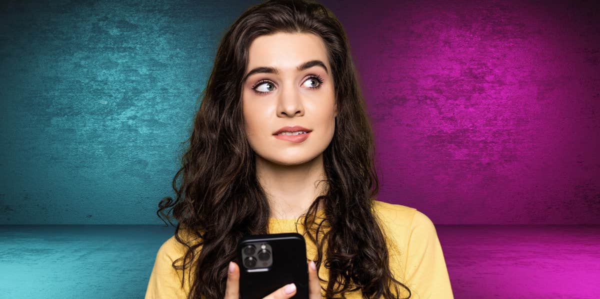 If He Can Pass These Tests, He's The Man For You woman confused surprised holding phone