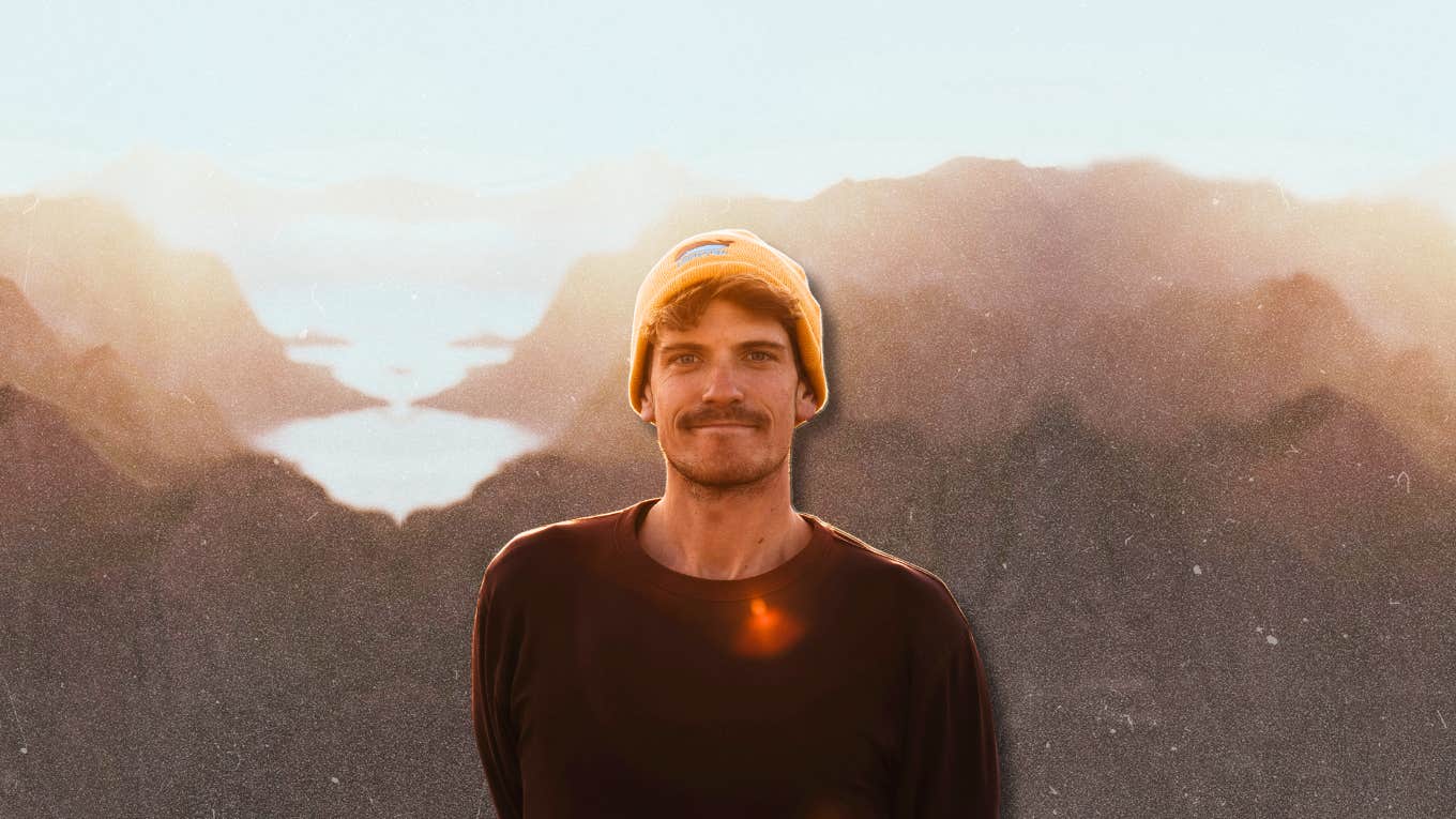 Honest looking man standing for a photo while on a hike