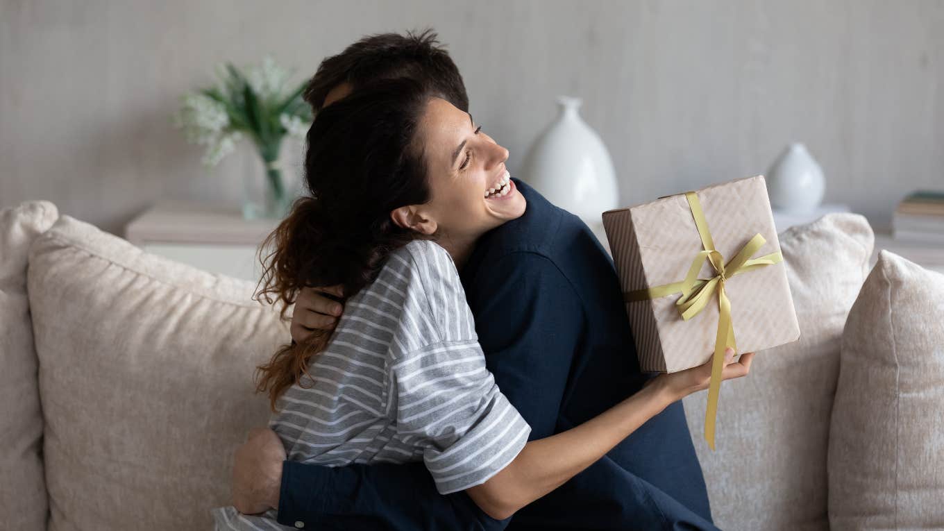 woman getting her go-to present