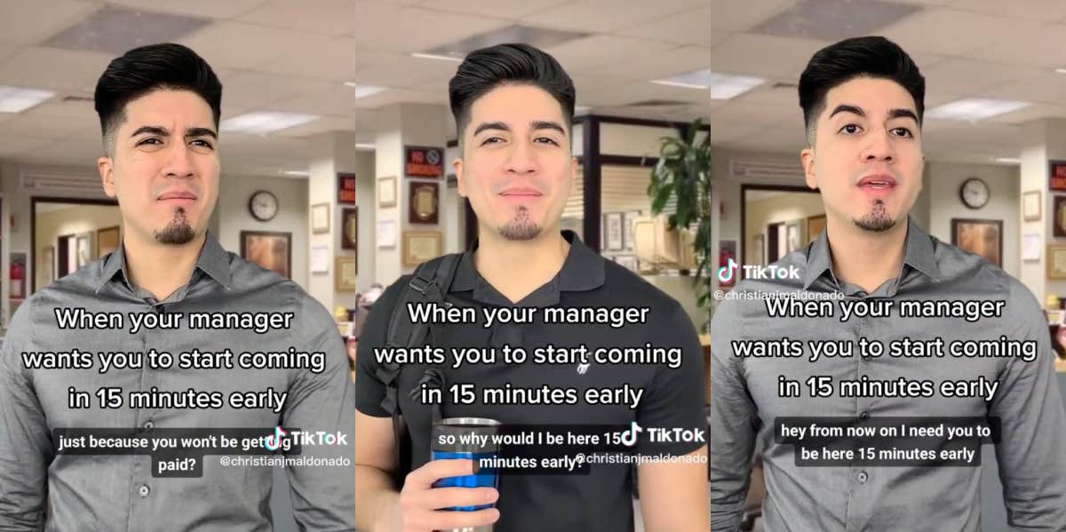 Employee Criticizes Boss After Learning He Has To Arrive 15 Minutes Before His Shift But Can't Clock-In Early Christian Maldonado