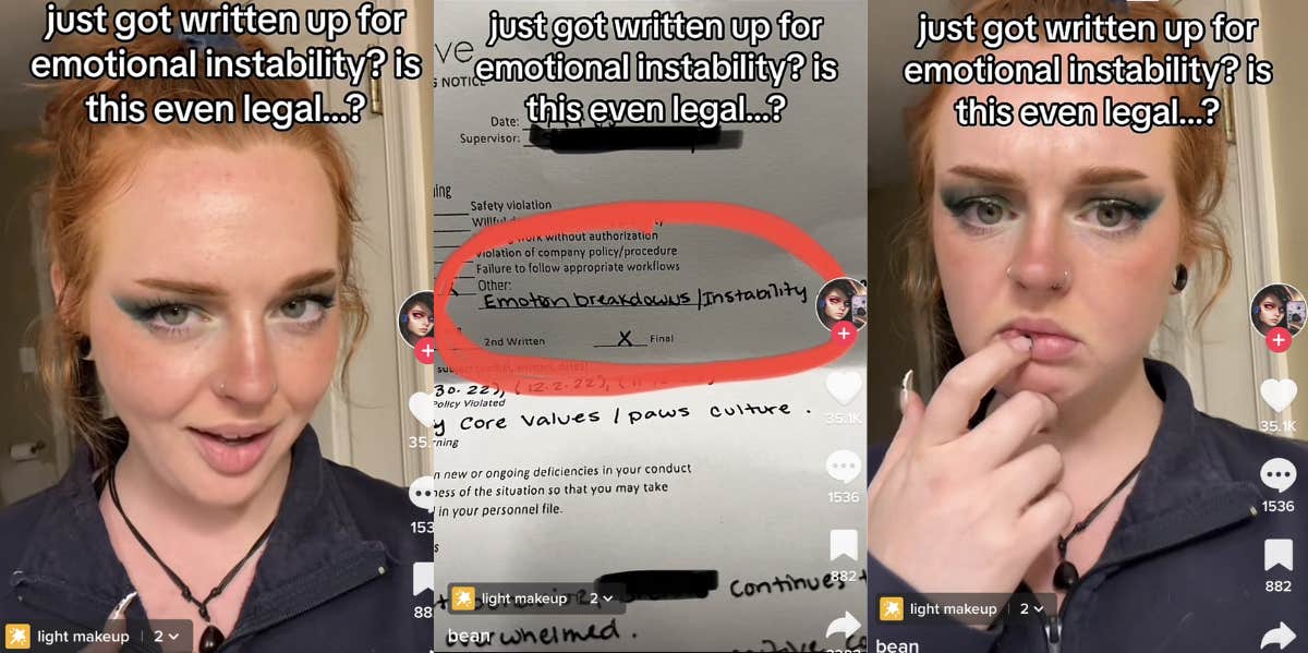 Employee Says That Her Manager Wrote Her Up For Emotional Instability employee, written up, boss