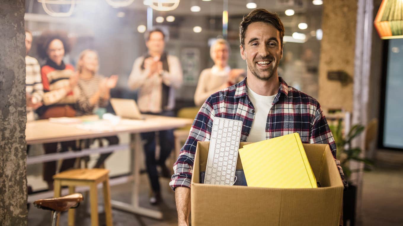 man happy to quit 