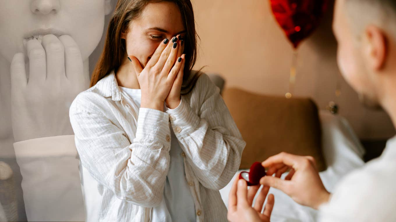 Woman being proposed too, worried