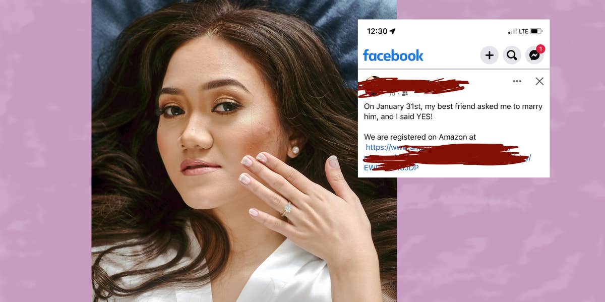 Woman Announces Her Engagement By Posting Her Wedding Registry Engaged woman, facebook post