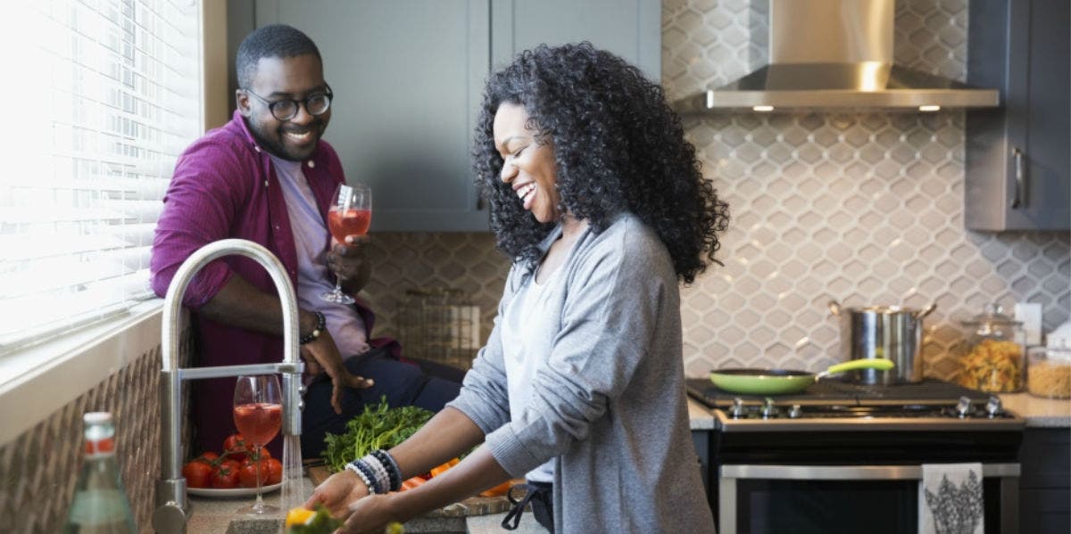 couple cooking together