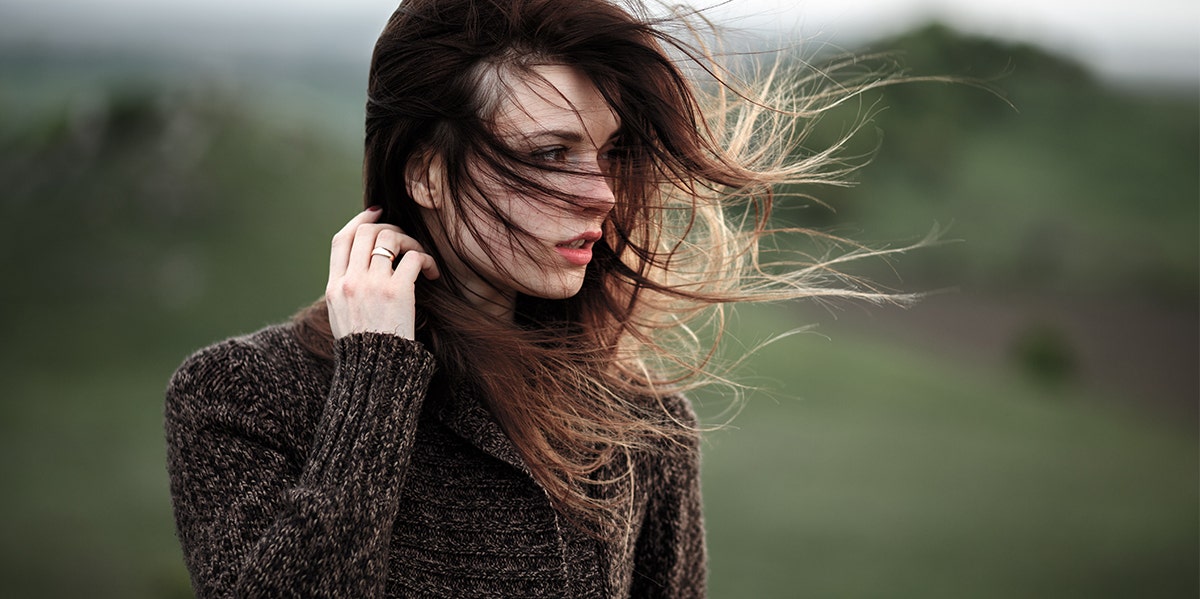 woman with hair in the wind