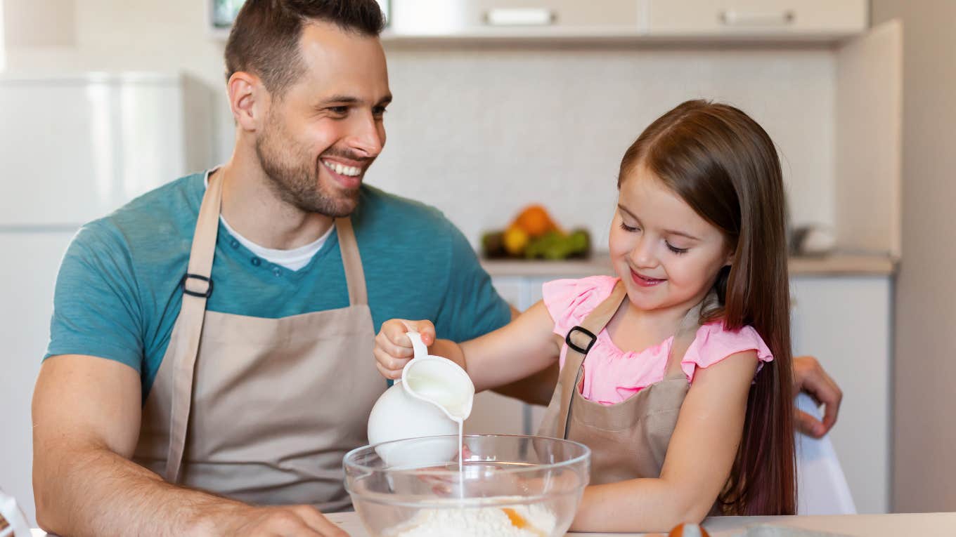 dad and daughter baking