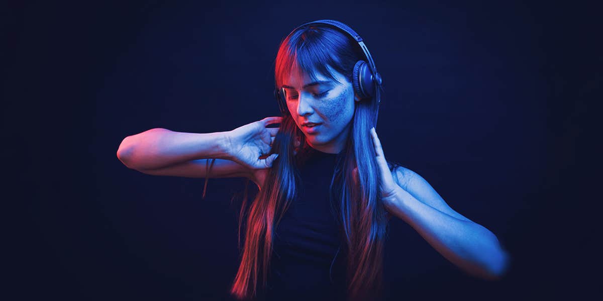 woman wearing headphones