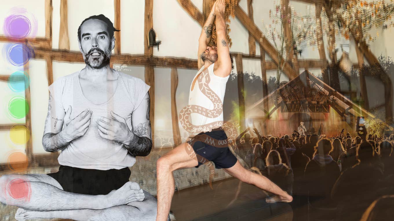 Russell Brand doing yoga