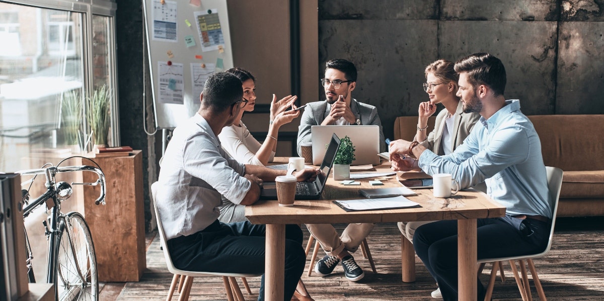 executive presence office workers meeting