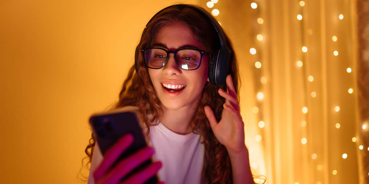 woman listening to music