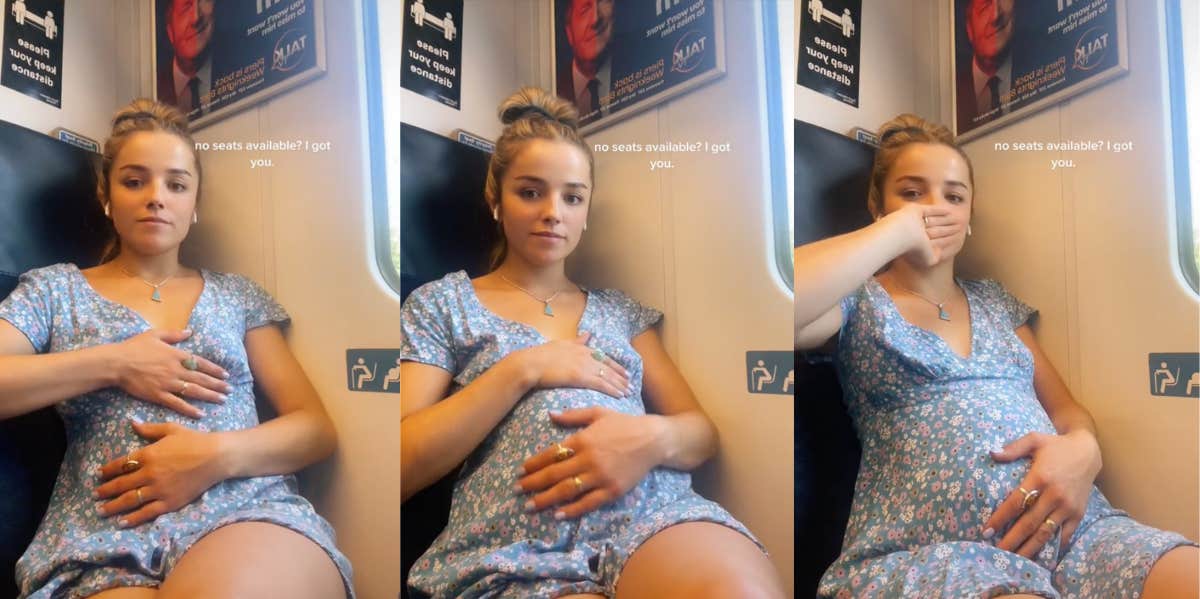 woman pretends to be pregnant to get seat on train