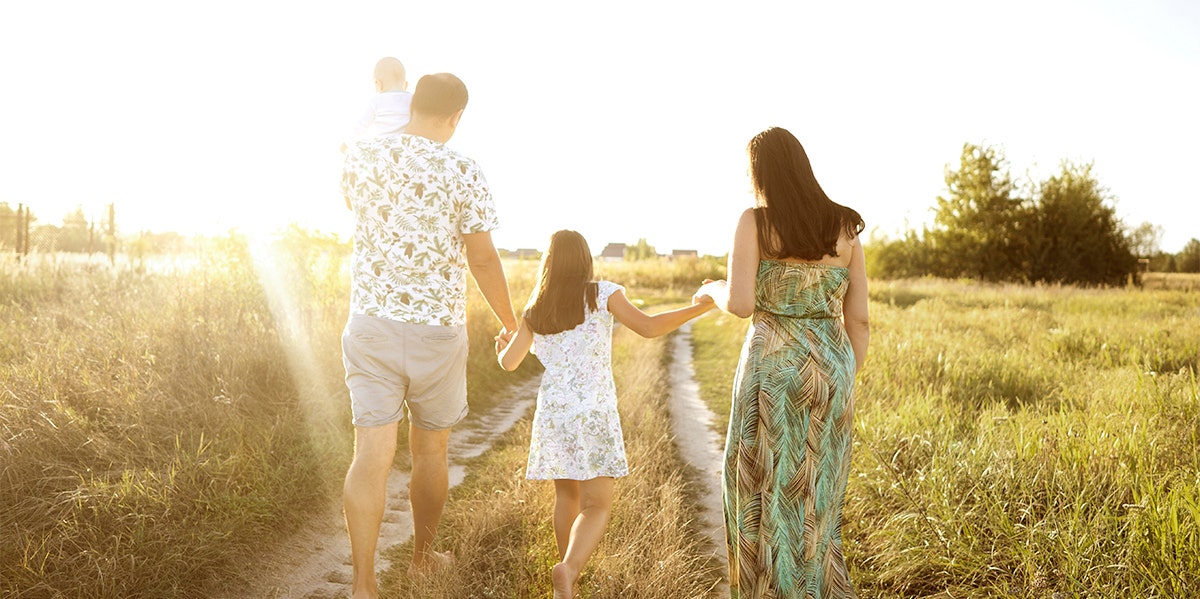 family walking