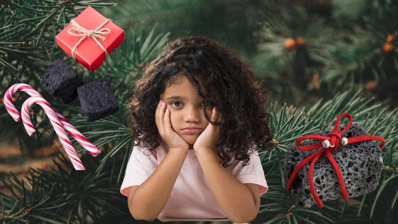 little girl sad at Christmas