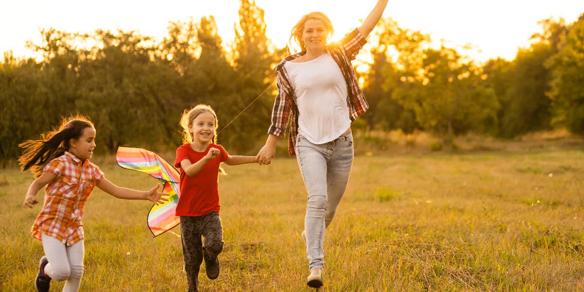 Family playing outside