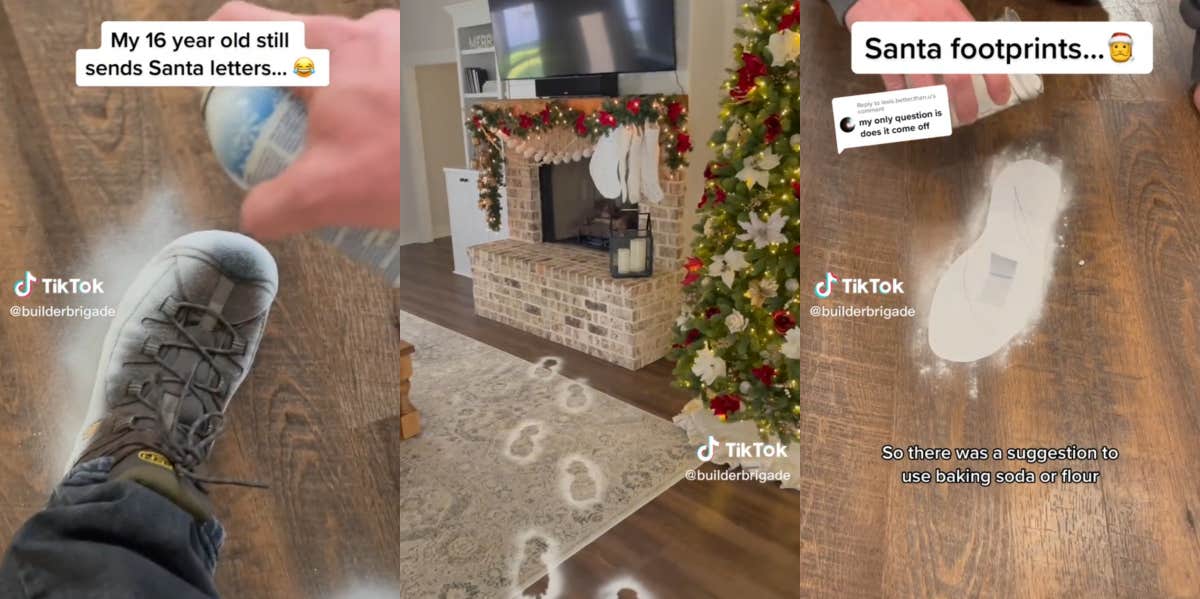 Father Criticized For Faking Santa Footsteps For 16-Year-Old Who Still Believes In Christmas Legend Fake Santa footsteps TikTok
