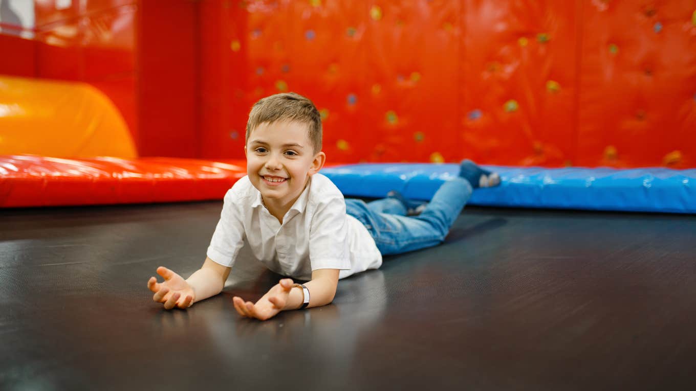 Dad Shares Message For The Parents Of Two Teenage Boys At The Trampoline Park little boy on trampoline