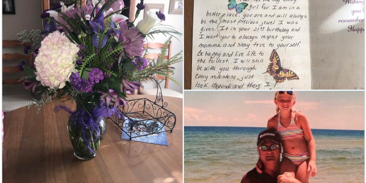 Before He Passed, A Father Made Sure His Teen Daughter Wouldn't Be Without A Birthday Gift From Him Every Year Until She's 21 father sends daughter birthday flowers after passing away