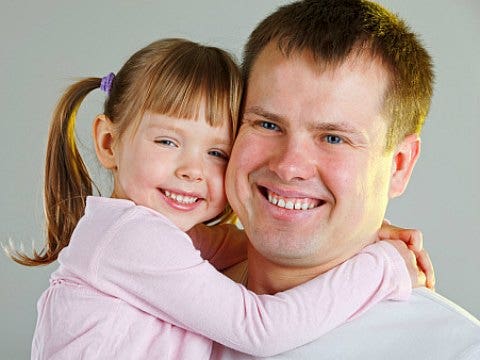 Hi, Dad! redhead father little girl daughter