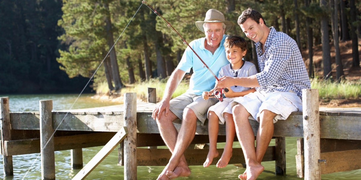 father, son, and grandfather fishing