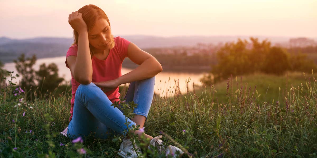 sad woman outside