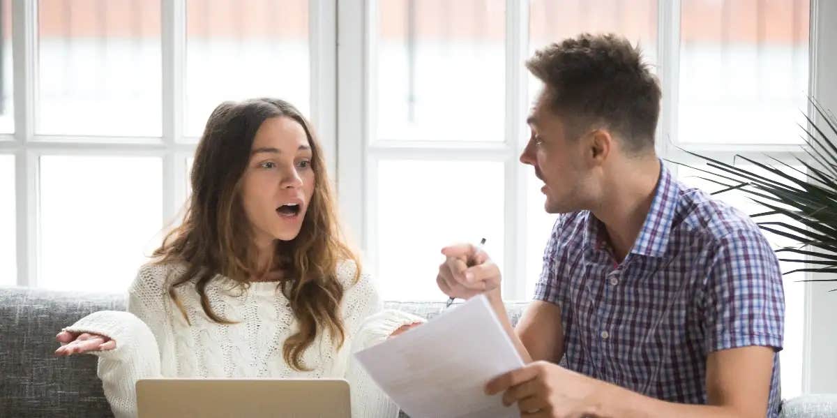 Types Of Financial Abuse In Marriage And What To Do shocked woman with husband wondering about financial abuse