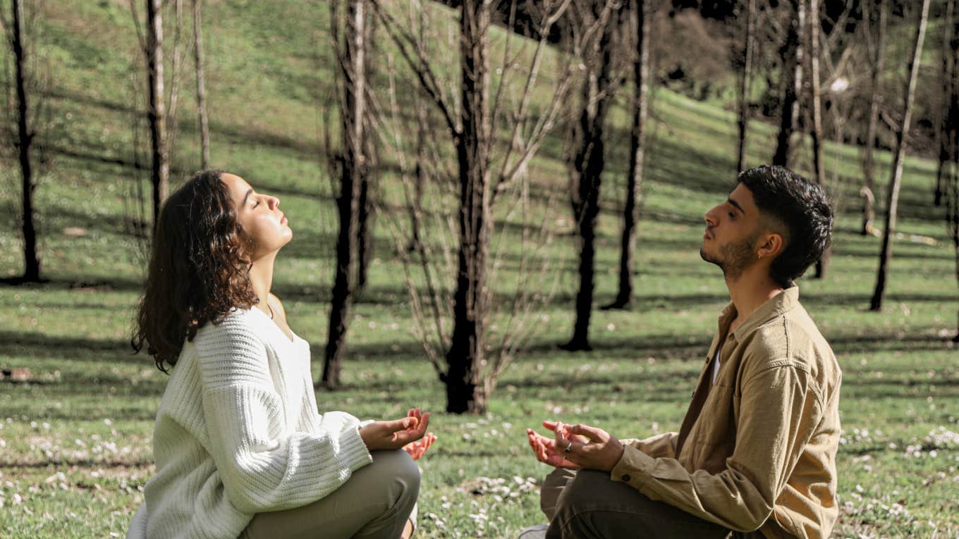 Couple dipping their toes into meditation 