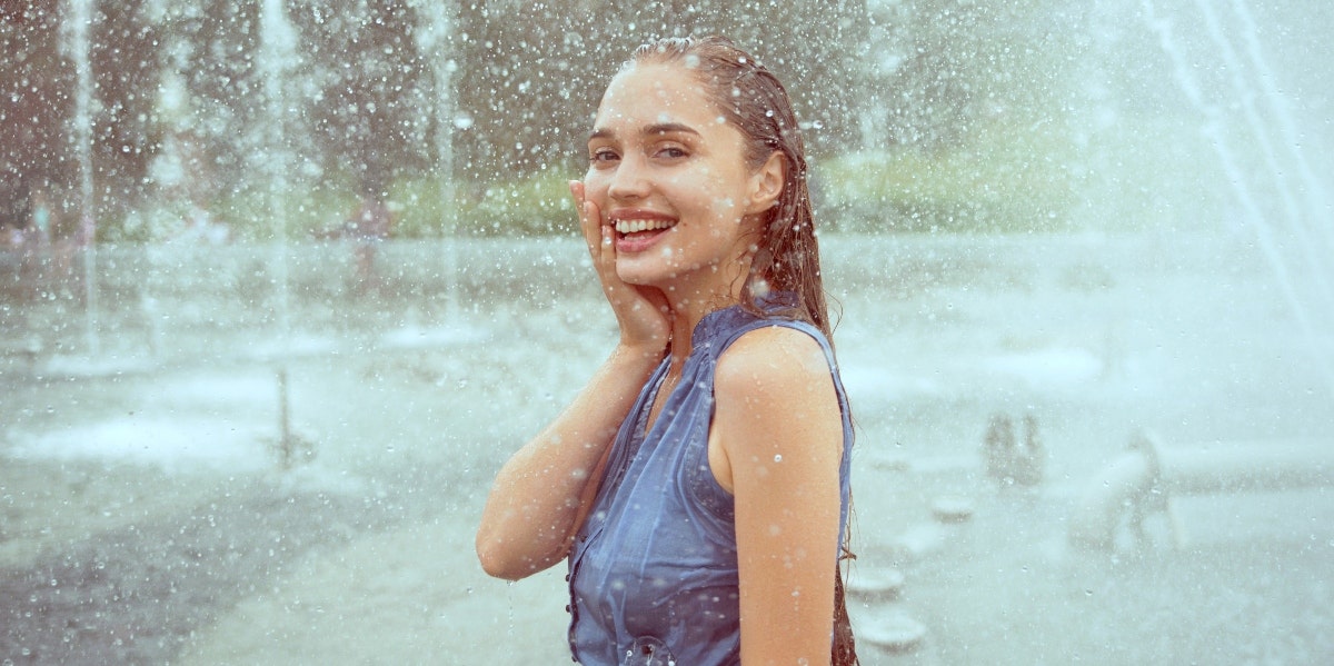 woman in the rain