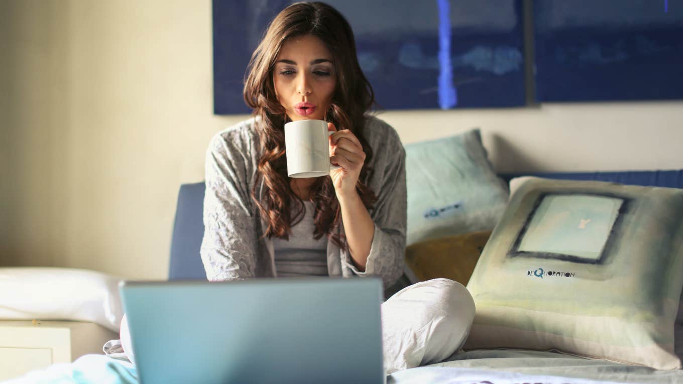 woman working remotely