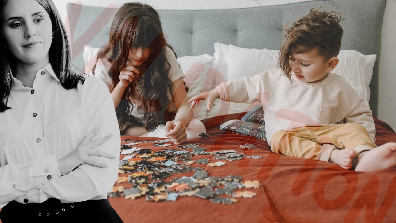 Mom not validating her children while they work on a puzzle