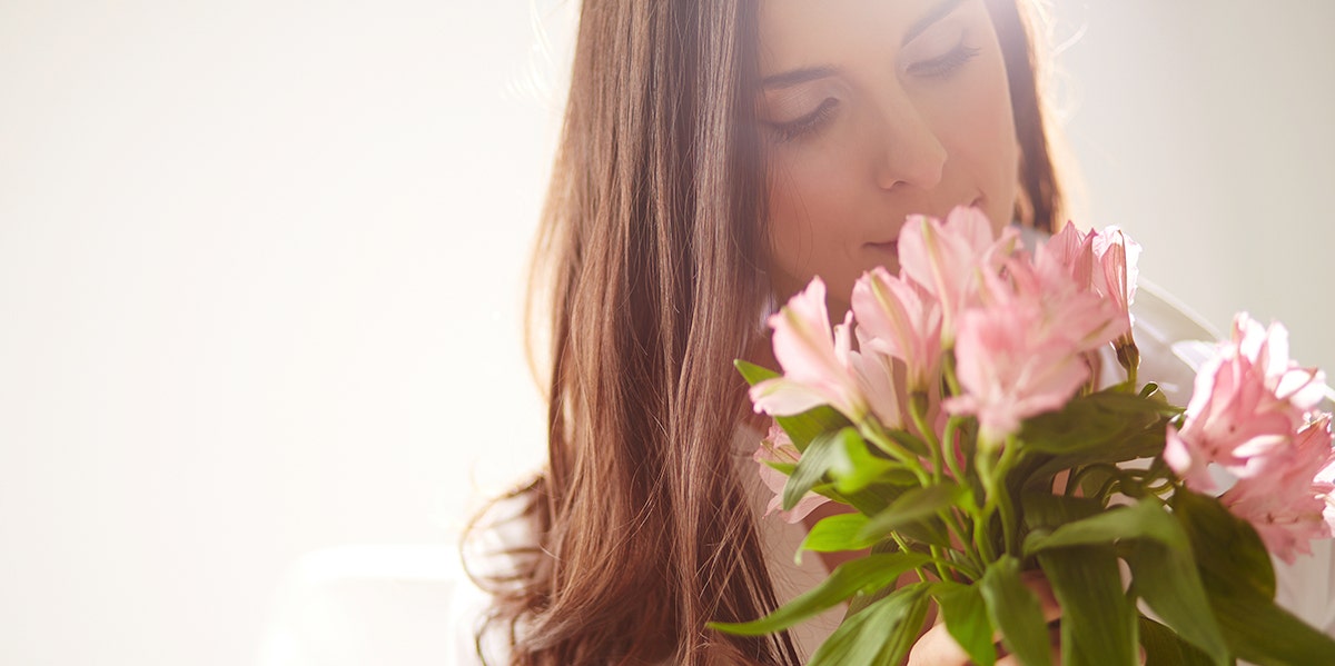 woman with flowers