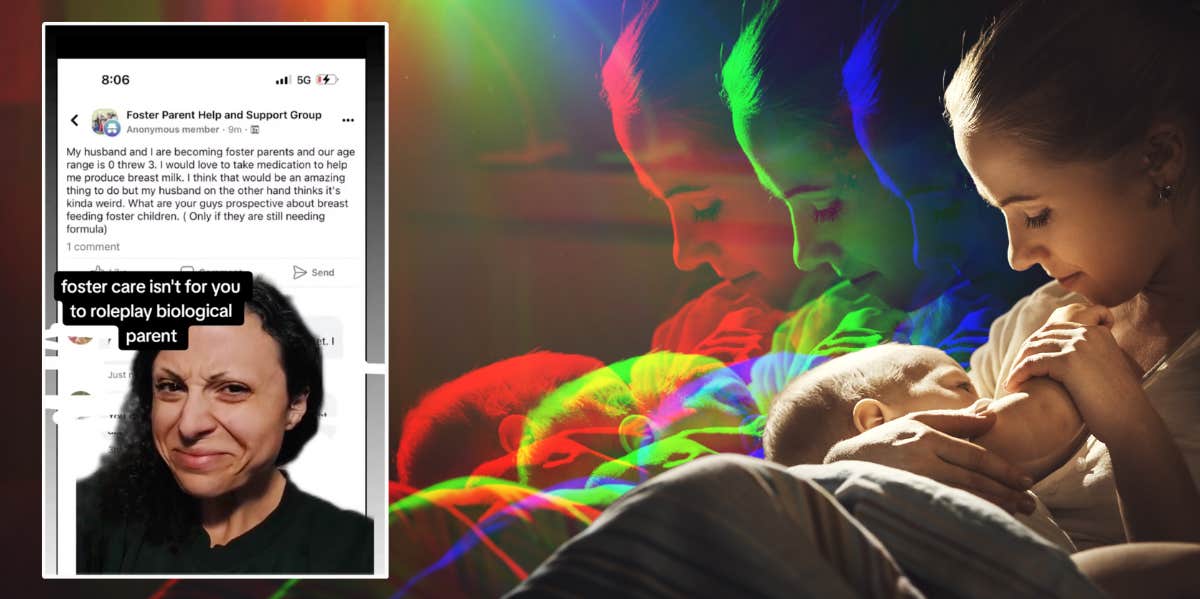 Foster Mom Asks Advice On How To Breastfeed Foster Babies, Sparking Accusations of 'Roleplaying' TikToker reacting to a foster mom's desire to breastfeed foster babies