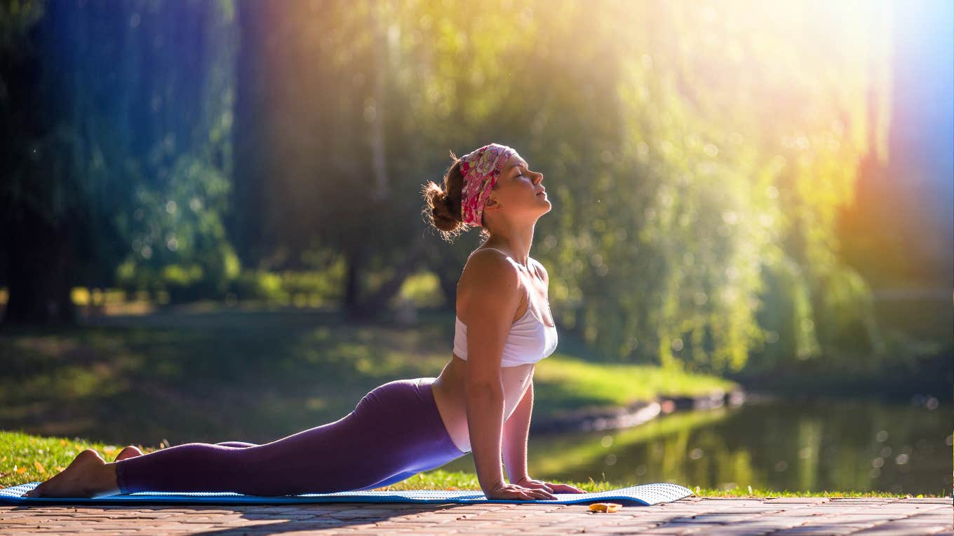 woman practicing yoga, calm nerves