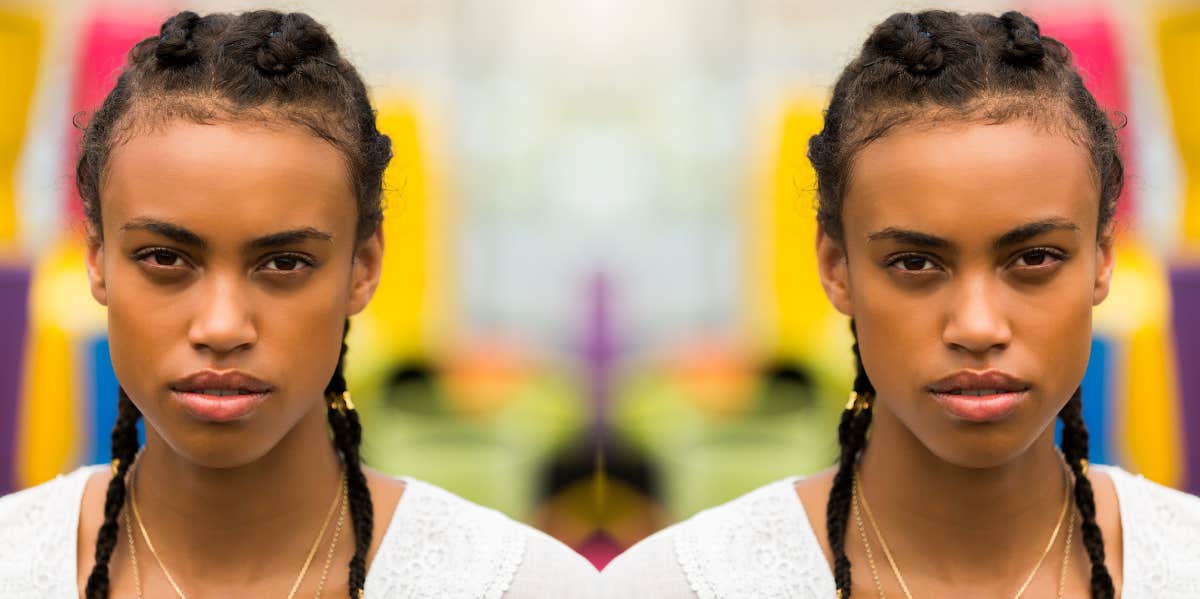 woman staring into camera 