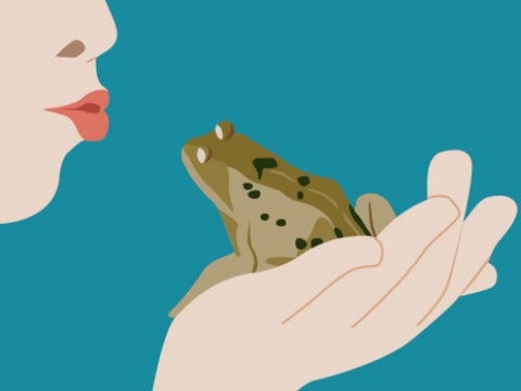 kiss frog prince girl