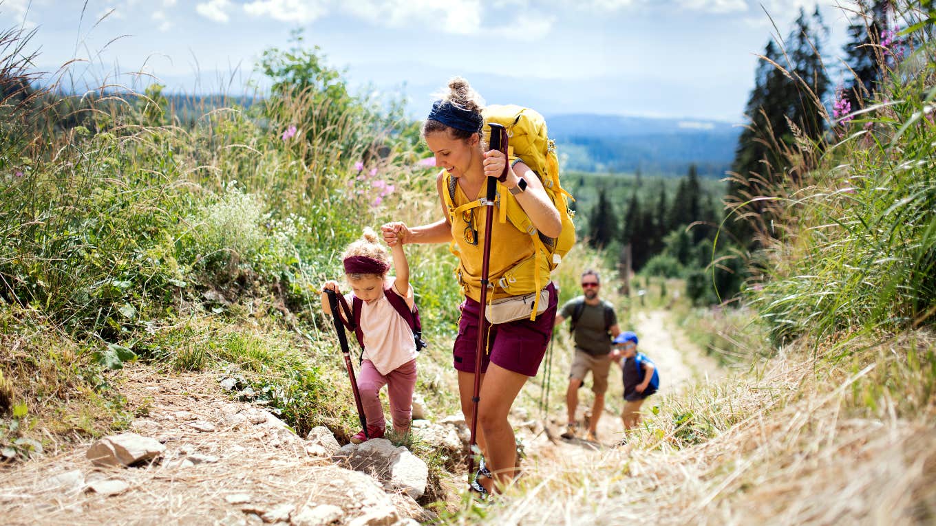 Family going on a hike