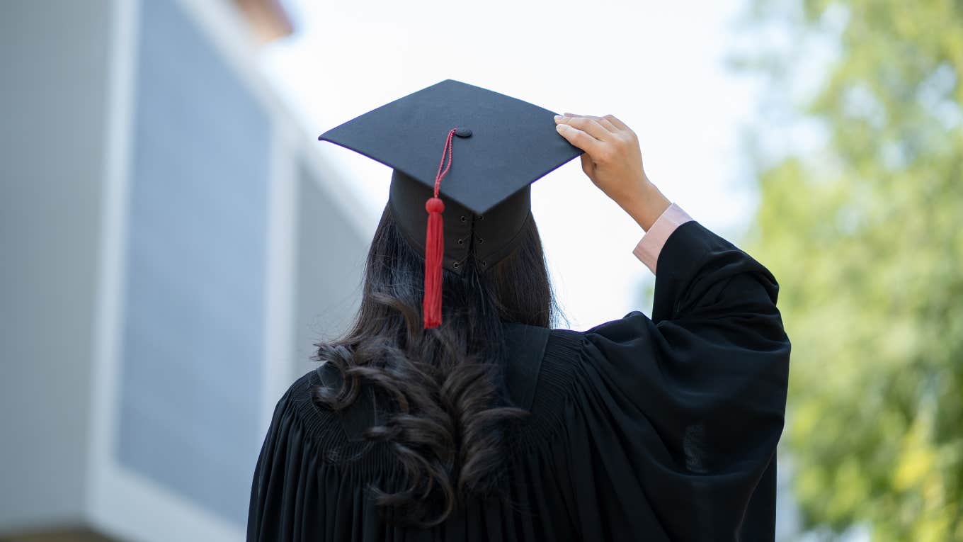 woman at college graduation