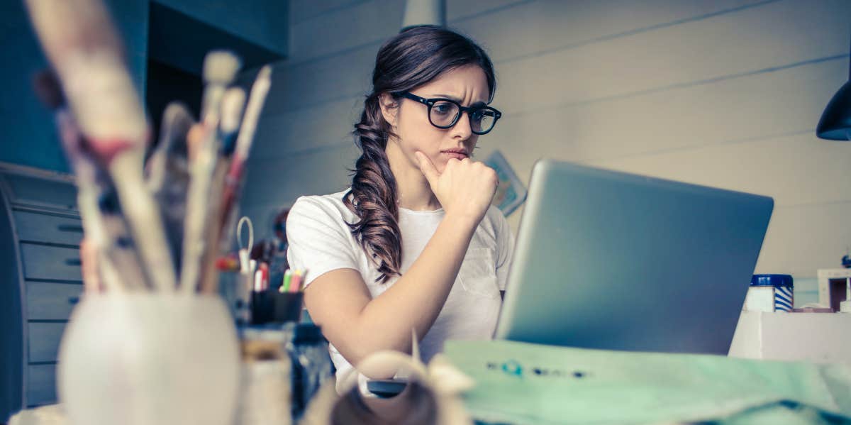 woman working on computer 