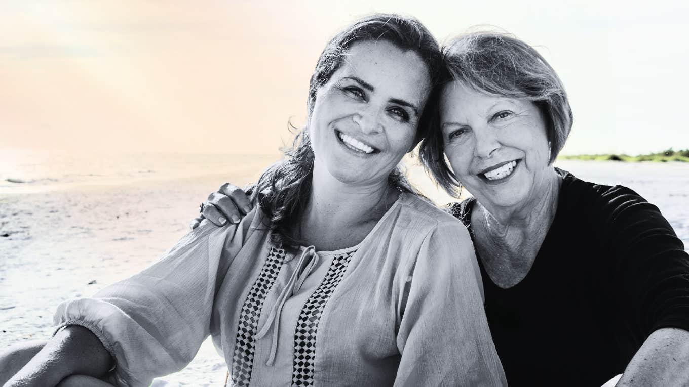 mother and daughter on beach 