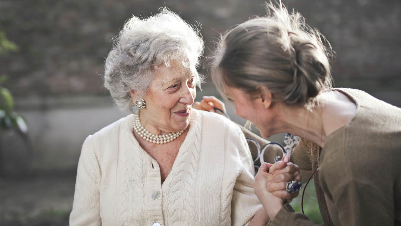 elderly woman talking